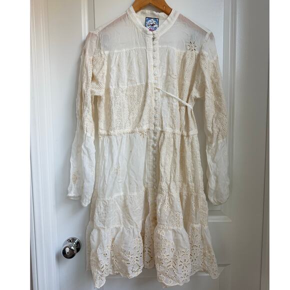 Johnny Was Lexan Embroidered Button-Down Slip Dress Boho Chic Size Large - Picture 4 of 13